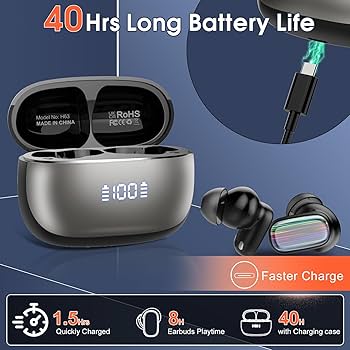 Wireless Earbuds, Bluetooth 5.4 Earbuds Stereo Bass, 40Hrs